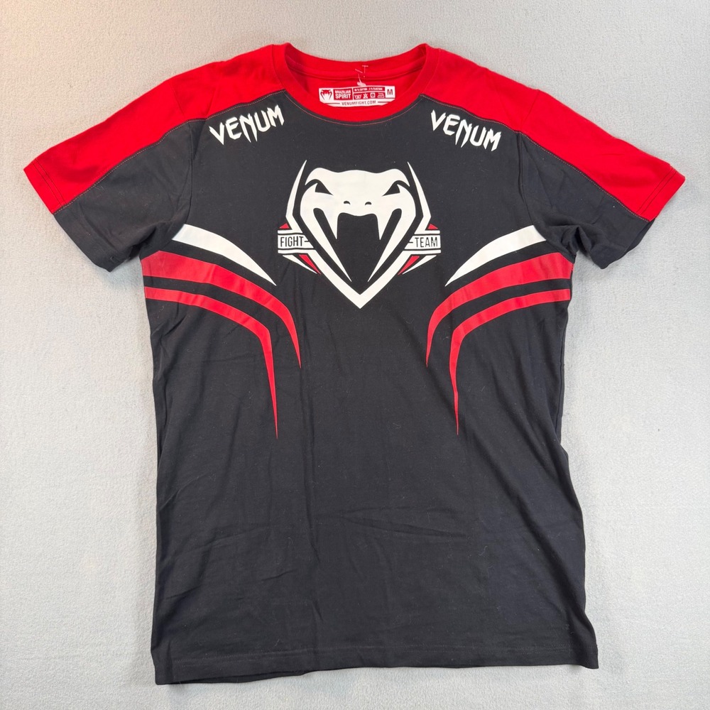 Venum Fight Team Brazilian Spirit T-Shirt Mens Medium Black Red MMA Training Top